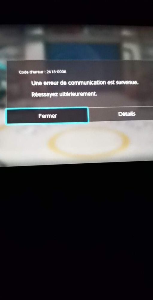 Voici l'erreur. Code 2618-0006