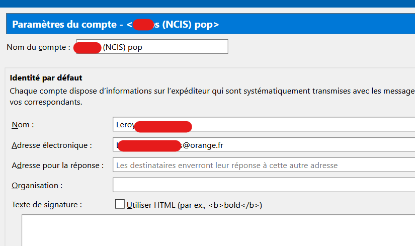 Paramètres du compte