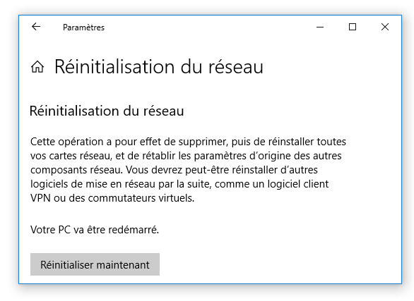 2 lancer la réinitialisation