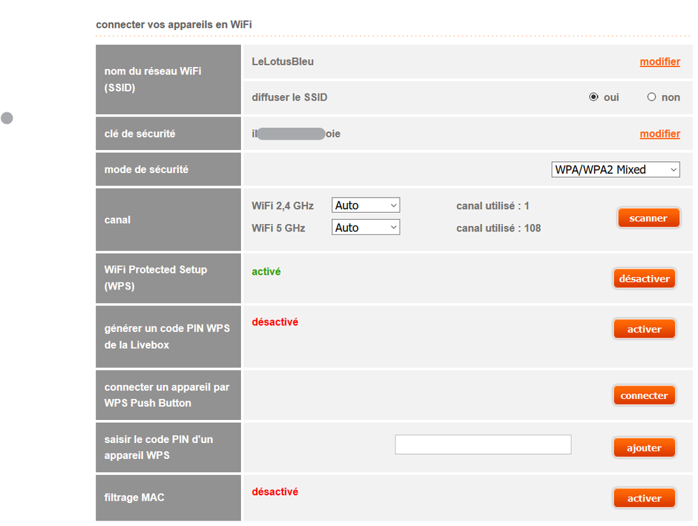 paramétrage détaillé du wifi