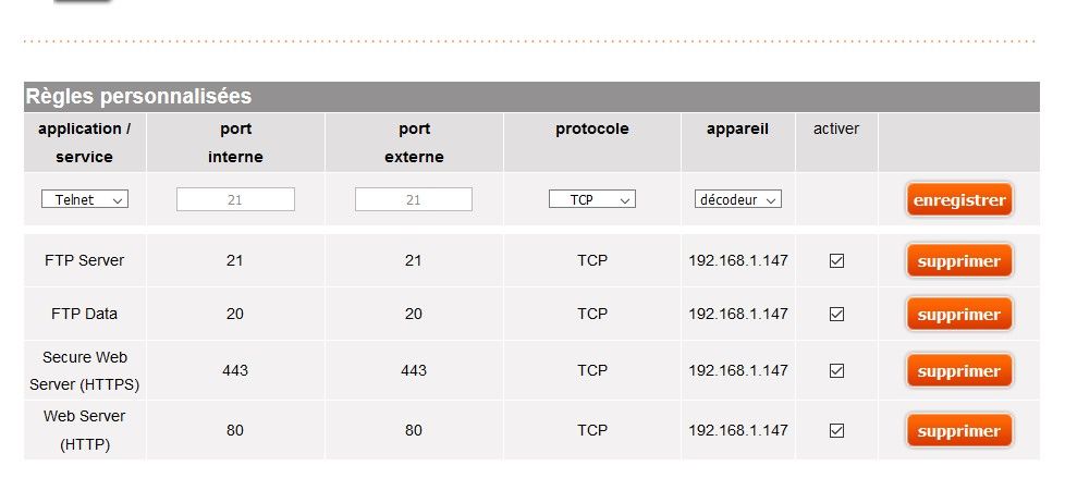 Création des règles NAT pour gérer les connexions entrantes en IPv4