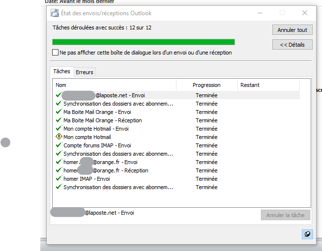 Les taches traitées
