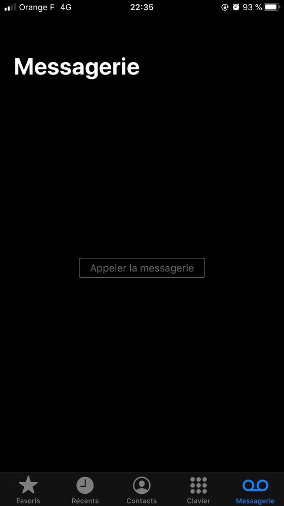 Capture d’écran de ma messagerie iPhone