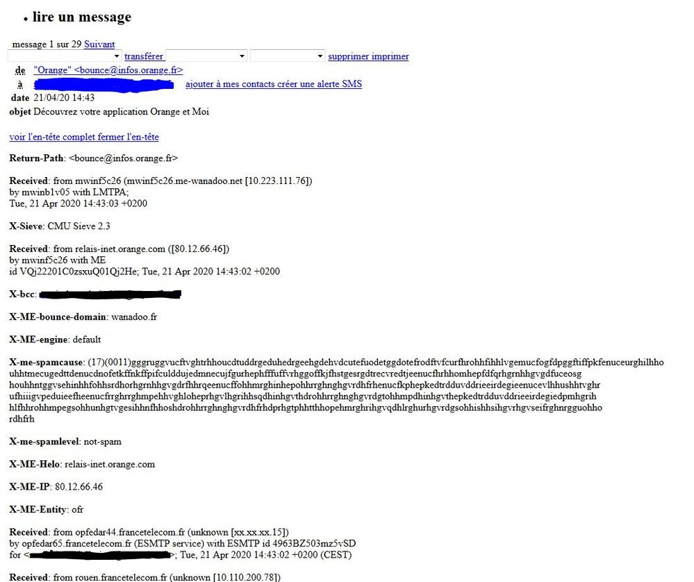 Exemple d'affichage d'un message