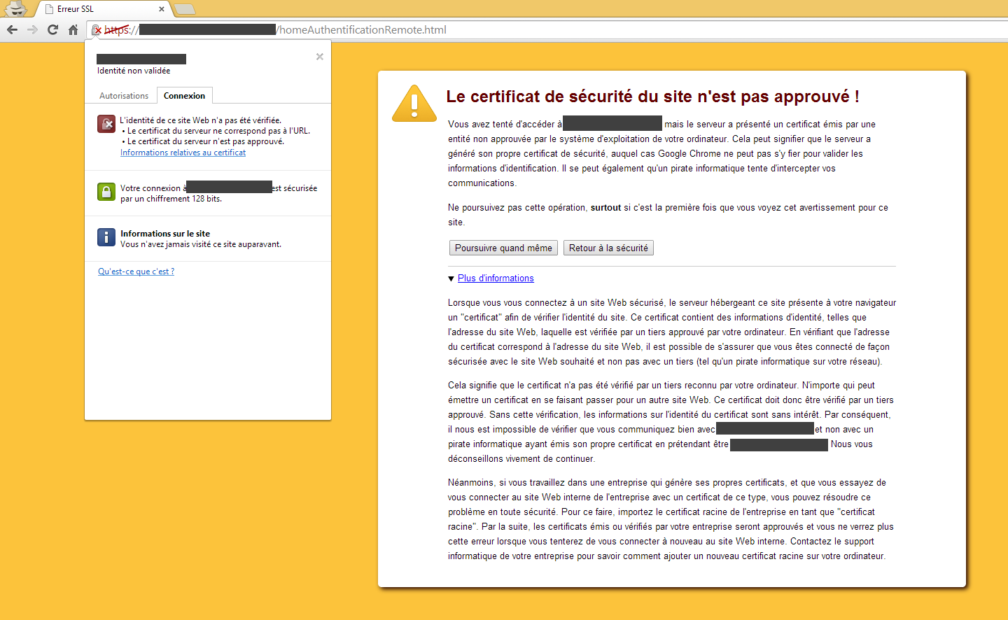 Erreur Certificat SSL