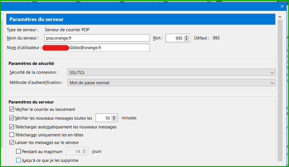 paramétrage de l'accès au serveur POP (le role du facteur)
