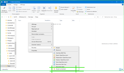 Création d'un dossier compressé