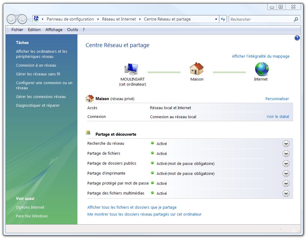 Vista - Centre Réseau et partage
