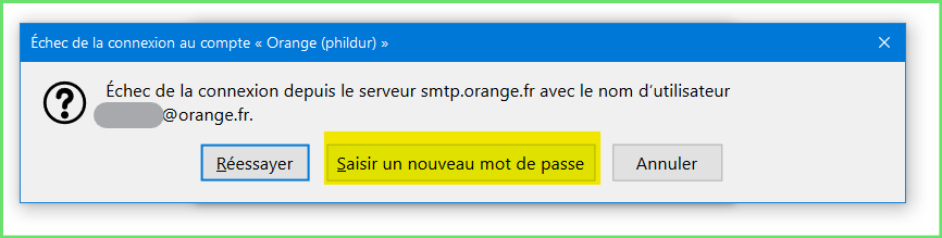 Erreur sur le mot de passe