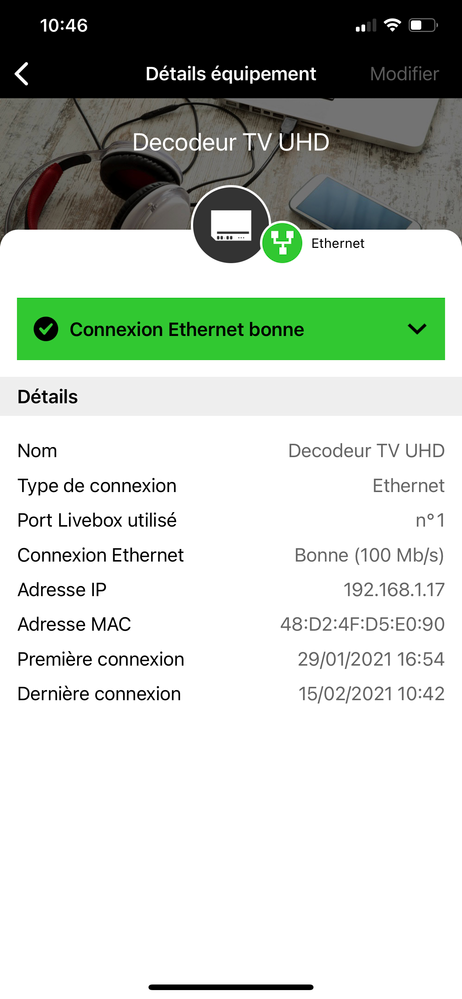decodeur branche sur la prise eternet dur reseau