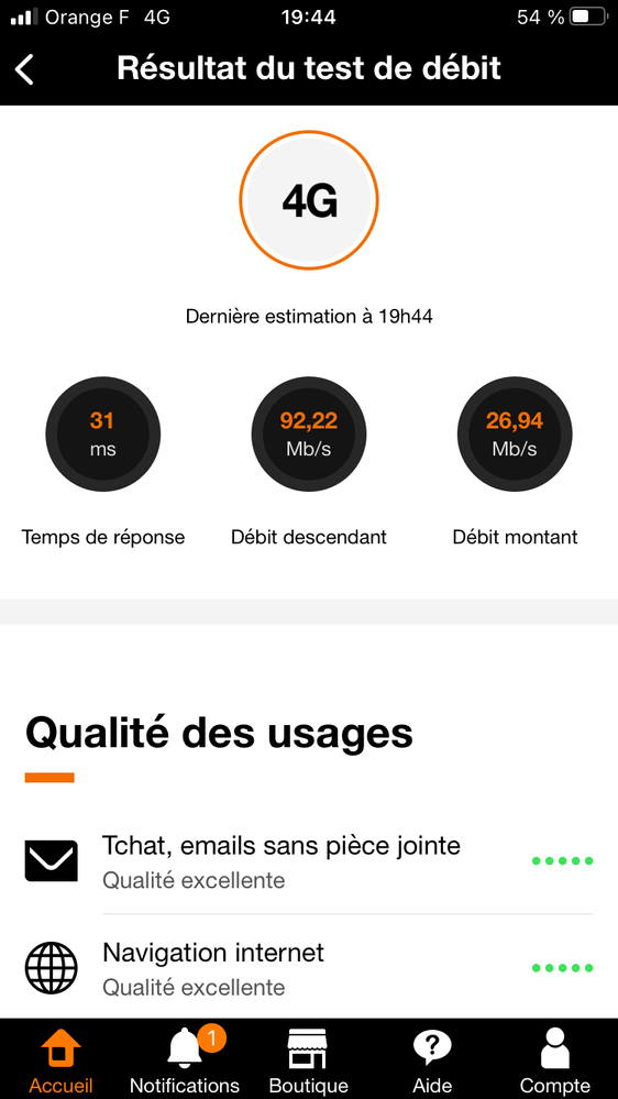Selon l'application Orange
