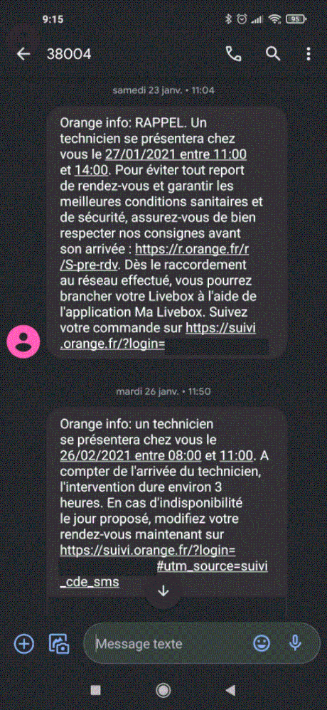 Les SMS de fin janvier