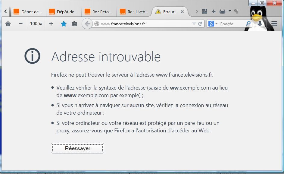 Accès France Télévision perturbé