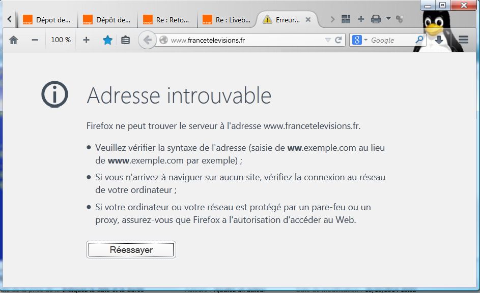 Accès France Télévision perturbé