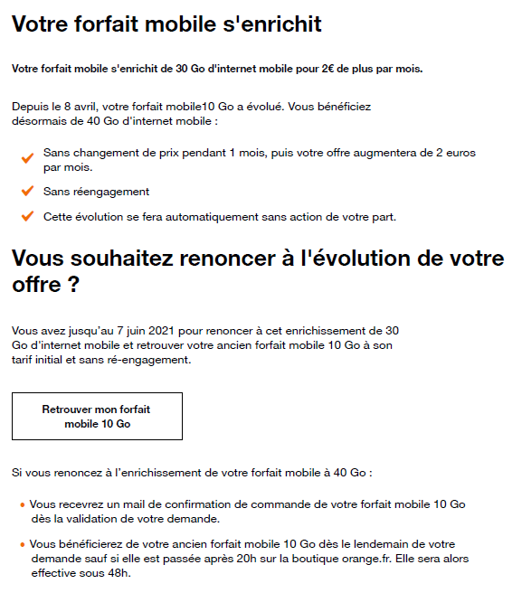modification automatique de mon contrat...