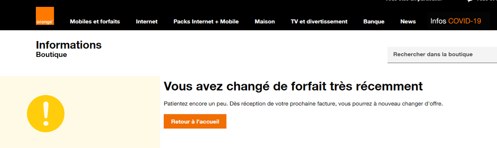 résultat du clic sur "retrouver mon forfait 10GO"