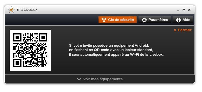 Ma Livebox - QR code WiFi