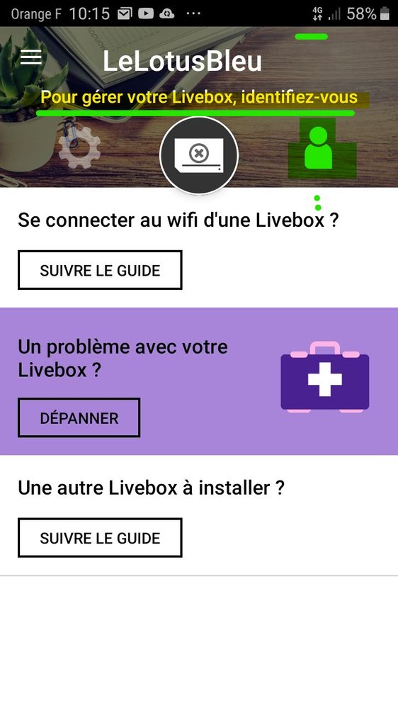 1 - Wifi coupé - cliquer sur le bonhomme vert