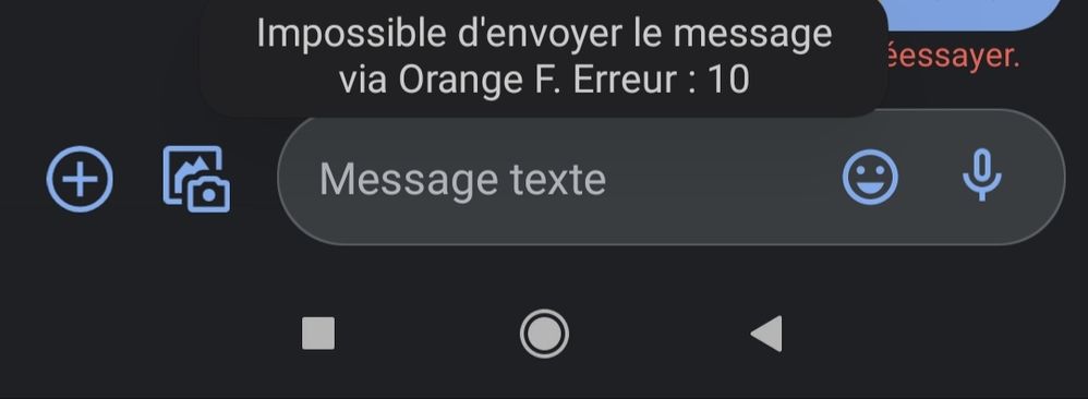 Message d'erreur