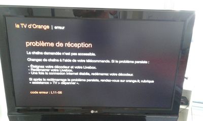 Ecran tv salon après branchement décodeur chambre (disjonctage de la ligne ft)