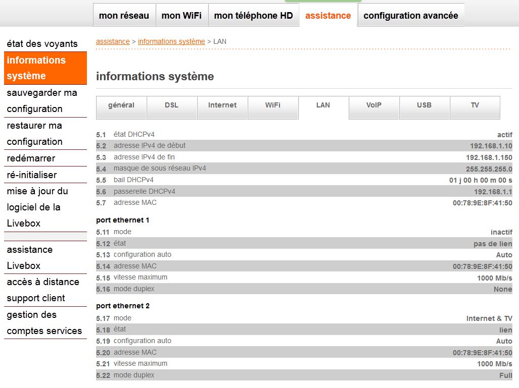 LB3 - Etat des ports LAN