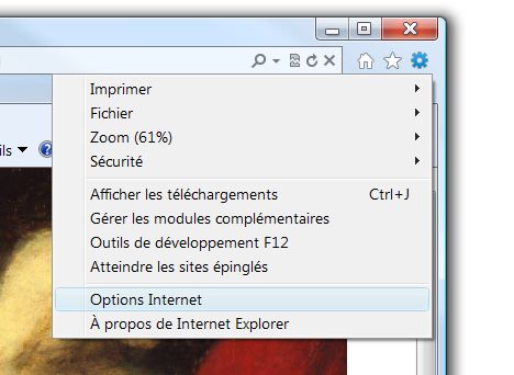 IE9 - Accès aux options