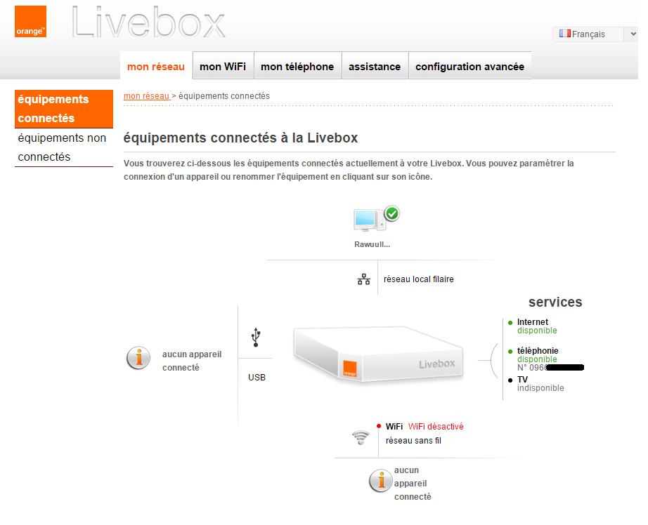 Wifi "activé" non détecté Communauté Orange