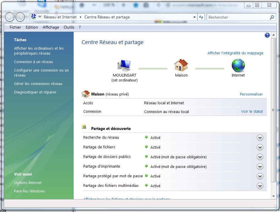 Windows Vista - Centre réseau et partage