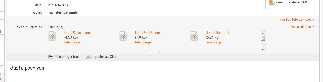 Mail contenant des mails