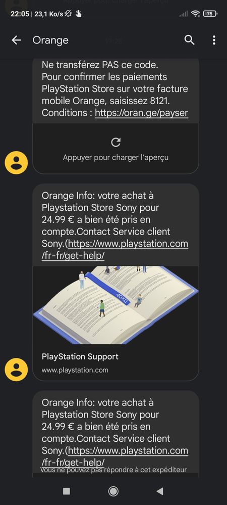 Sms validation payement par orange