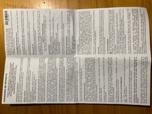 photo de la notice. voire paragaphe securité.
