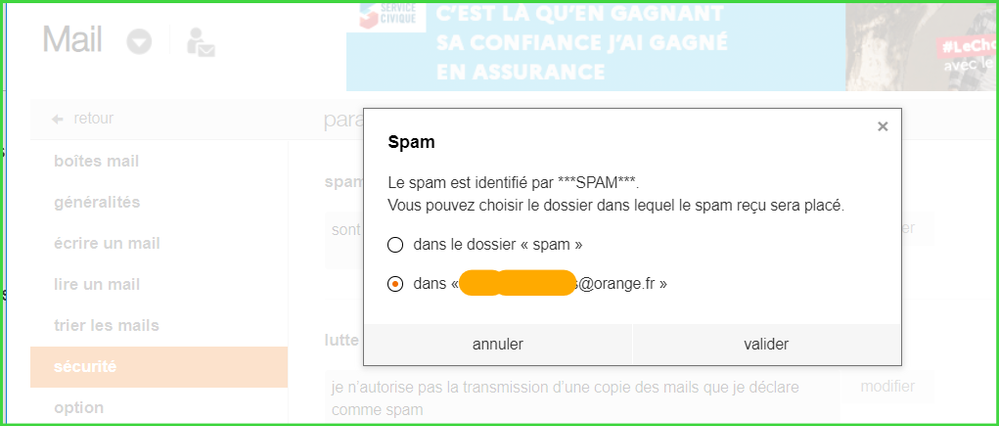 Ainsi les spams arrivent dans le dossier de réception
