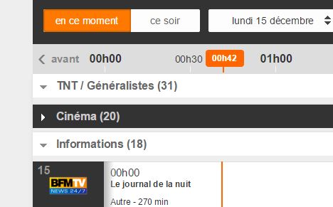Site du programme tv bug affichage chaines TNT - Communauté Orange