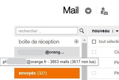 Nombre de mails et de non lus dans la boite de réception