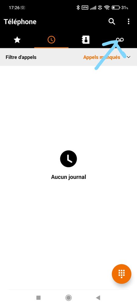 Fleche bleu : messagerie vocale