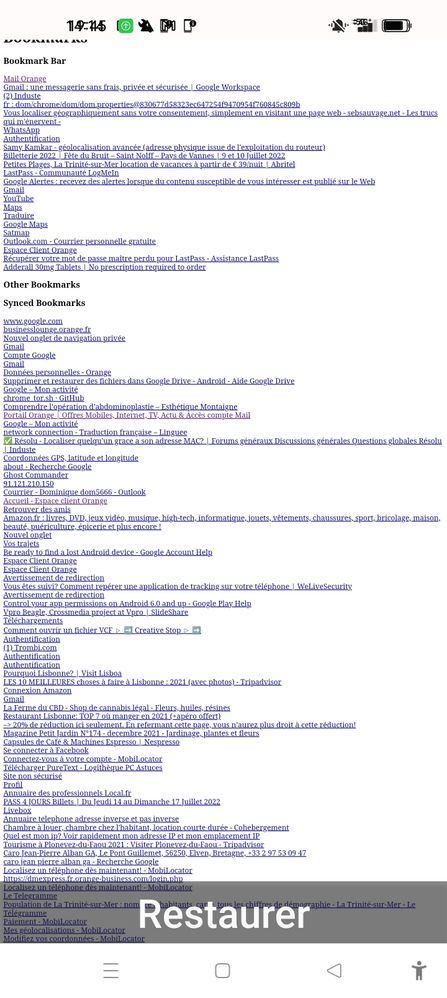 Un aperçu de son histoire de l'un de ses comptes mails