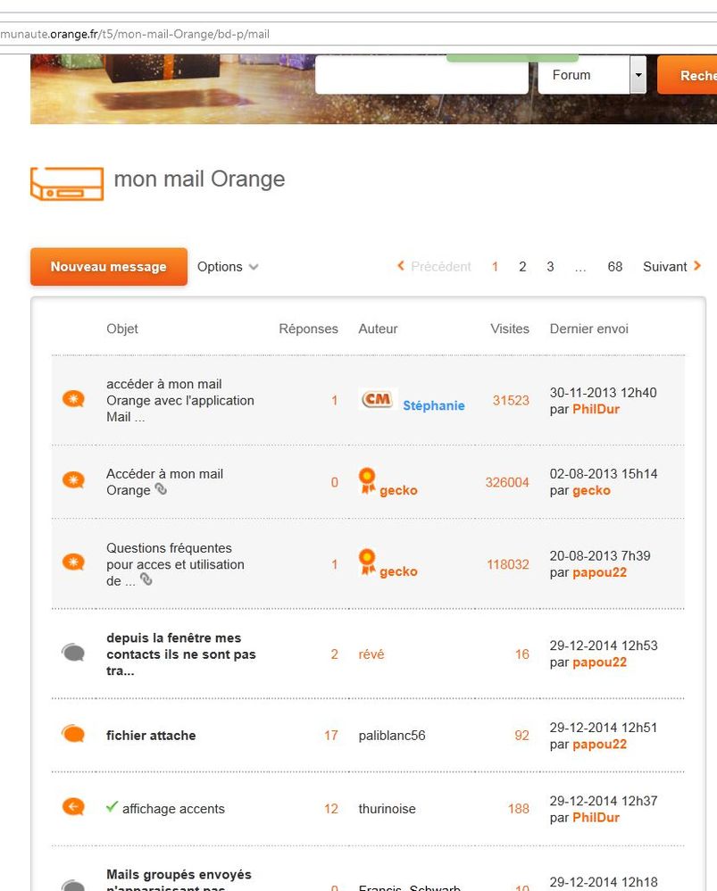Forum - liste des sujets