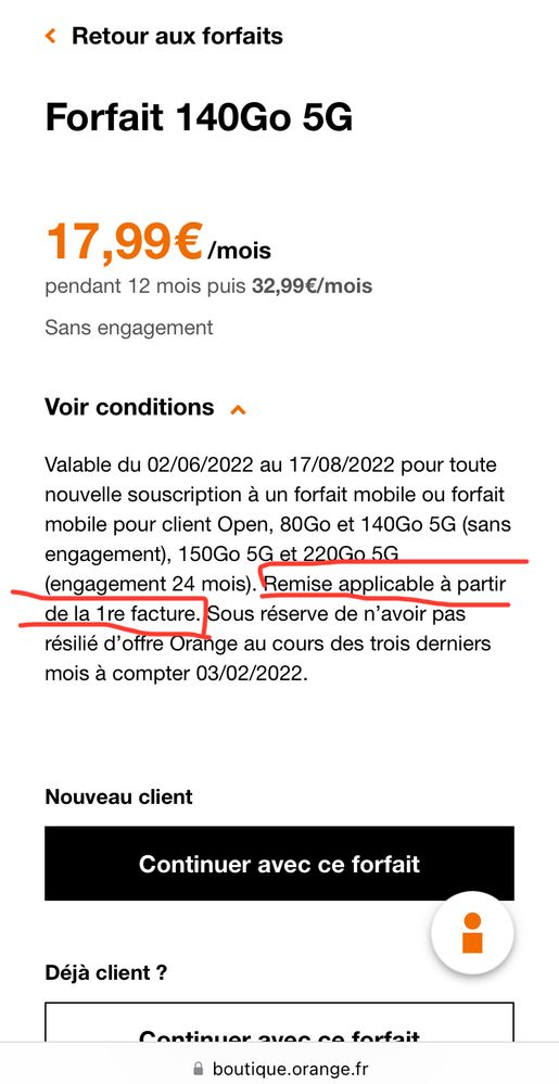 Conditions offre 140Go