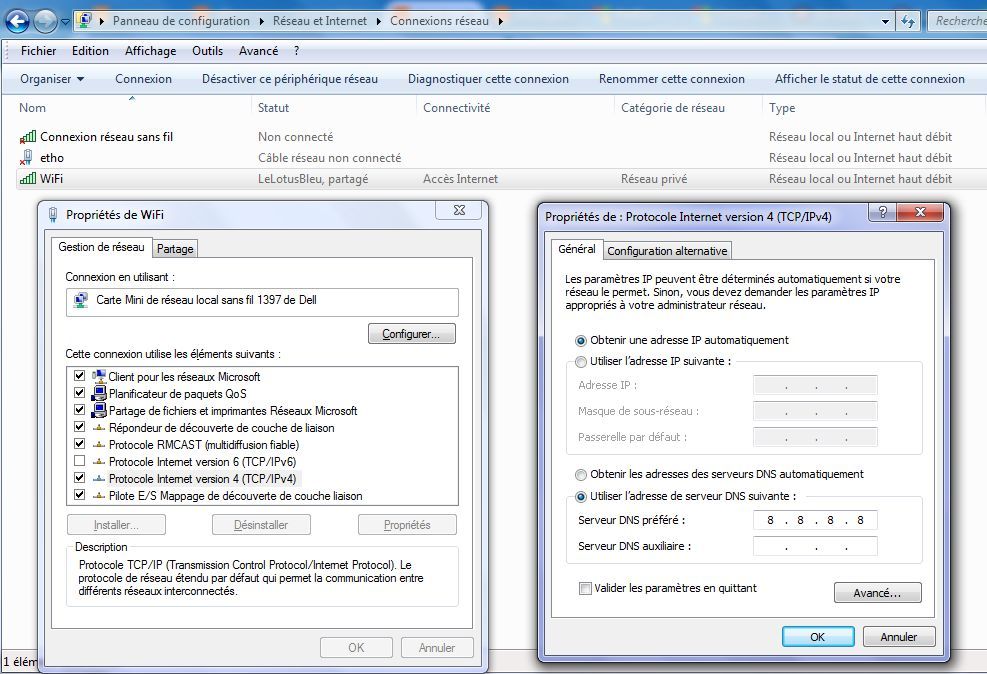 Parametrage de l'adresse DNS