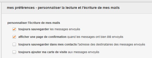 Préférences messagerie Orange - enregistrer messages émis
