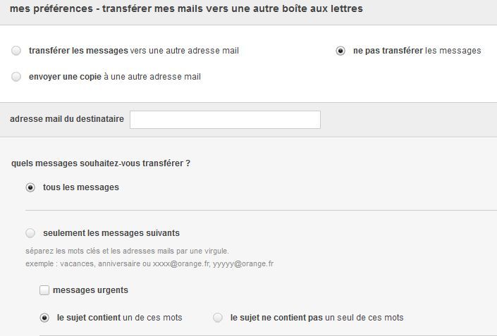 Messagerie orange - configurer le transfert