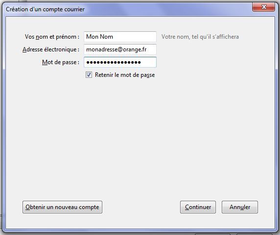 Configurer un compte Orange dans Thunderbird