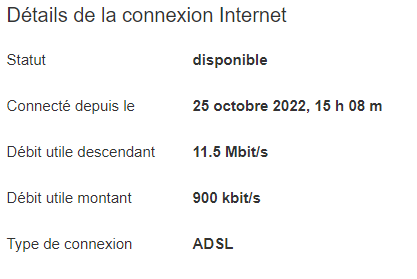 Info sur la page web d'admin de la box