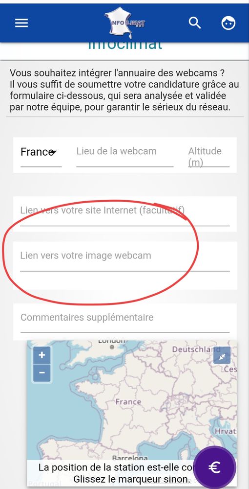 Page internet ou on me demande le lien