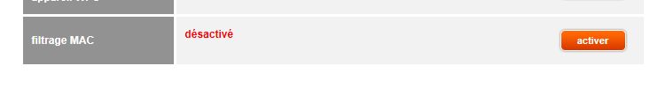 Livebox - paramétrer le filtrage MAC
