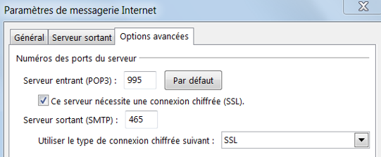 Paramètres utilisés d'ordinaire